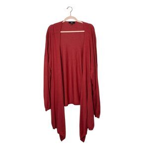ellos Plus Size Dark Coral Wool Blend Open Front Asymmetrical Cardigan Women 4X